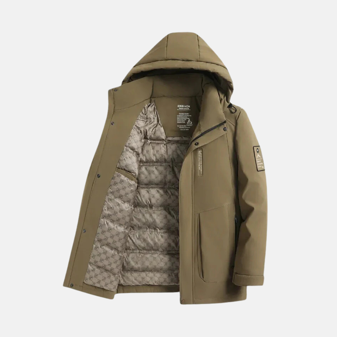 Men's down jacket – Regular fit – Adjustable hood – Zip and snap-button closure – Insulated quilted lining
