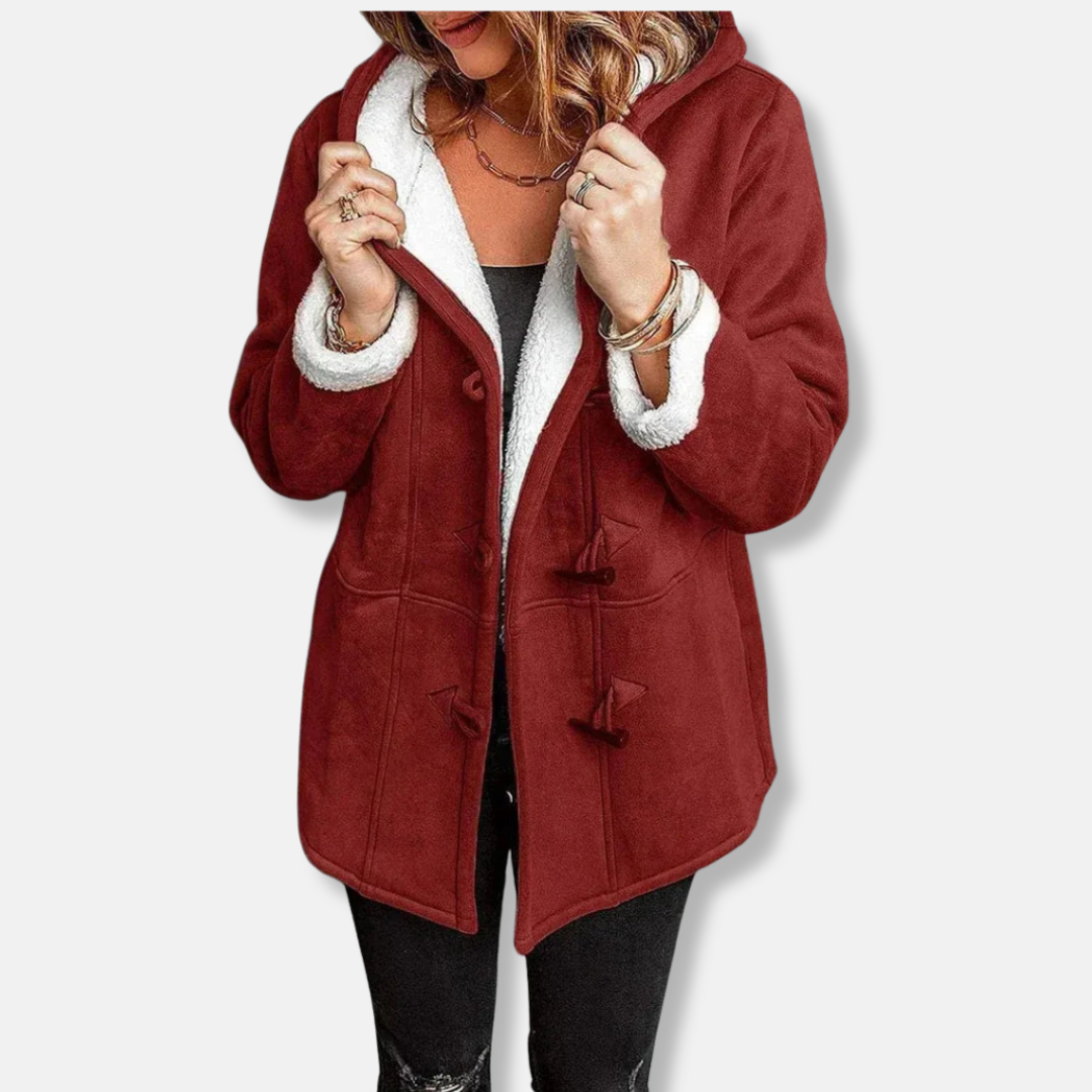 Women's fleece jacket – Relaxed fit – Hood – Toggle buttons – Mid-thigh length