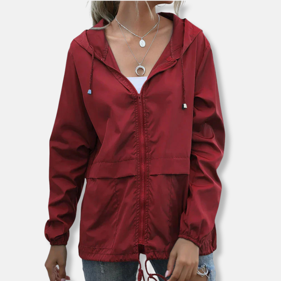 Women's hooded jacket – Lightweight fabric – Loose fit – Adjustable drawcord – Front zip
