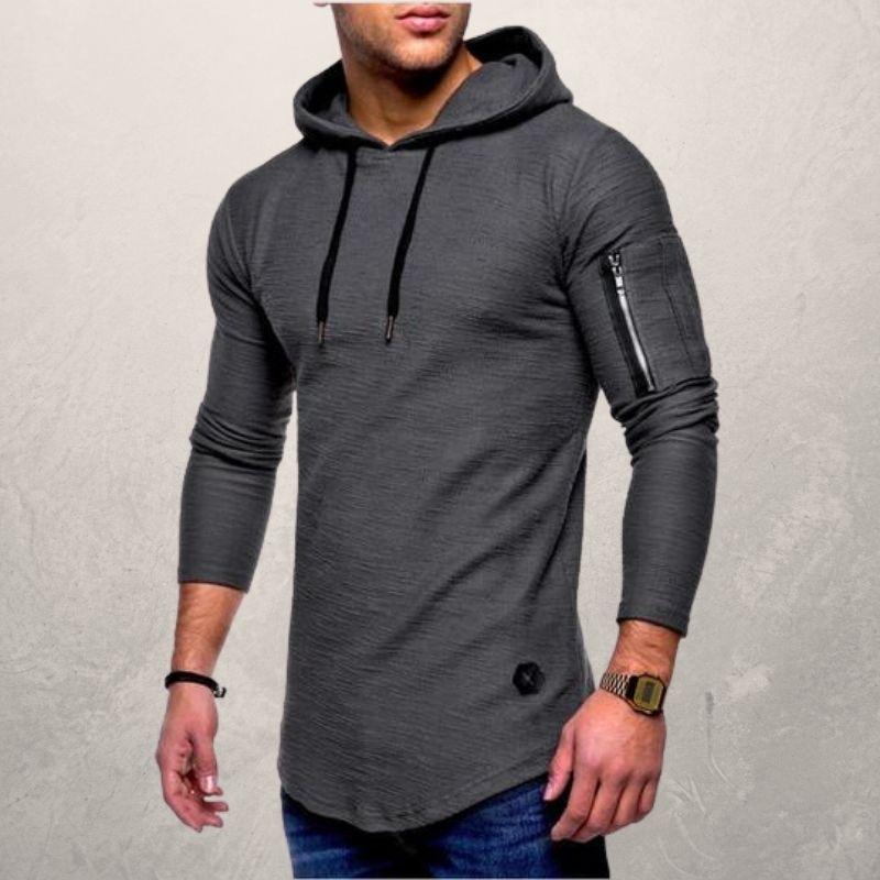 Men's Hoodie - Textured Knit - Slim Fit - Adjustable Hood