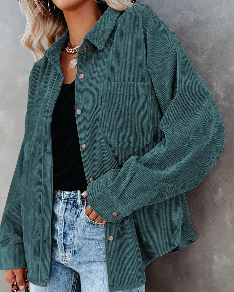 Women's shirt – Oversized fit – Textured fabric – Casual style with classic collar