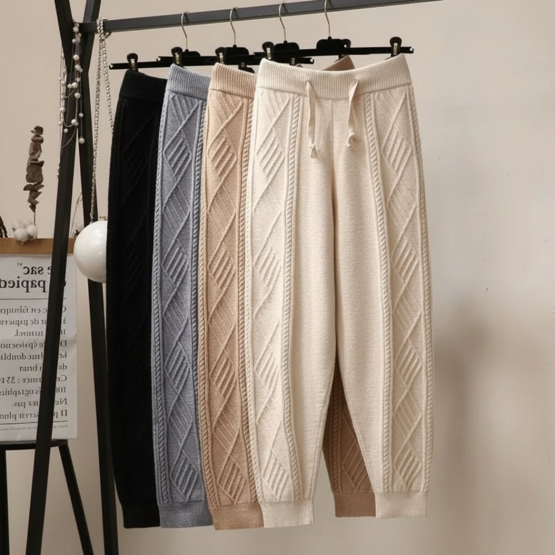Alice Relaxed Fit Jogger | Cable Knit Ankle-Length Jogger