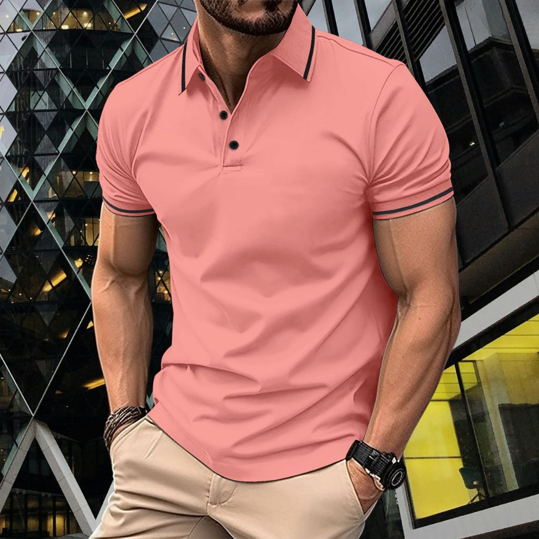 Men's polo – Slim fit – Soft knit – Ribbed collar – Elegant short sleeves