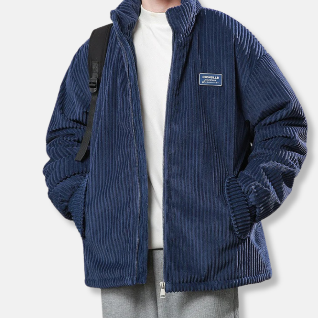 Men's Jacket - Corduroy - Relaxed Fit - Stand Collar - Elasticized Sleeves