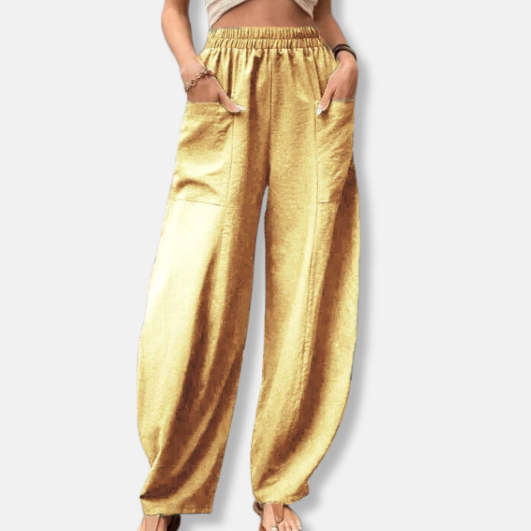 Claire Linen Ankle-Length Harem Pants | Elastic Waist Harem Pants