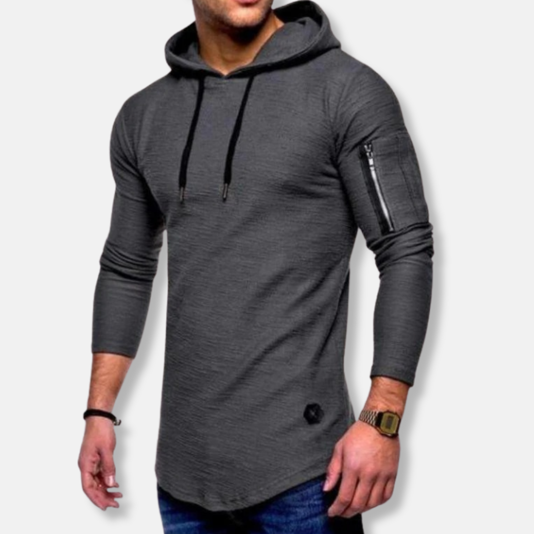 Tommaso Slim Fit Hoodie | Textured, Curved Hem Hoodie