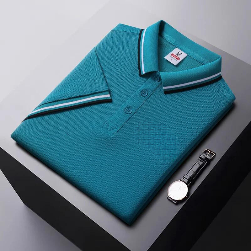 Men's polo – Regular fit – Breathable fabric – Striped collar casual style