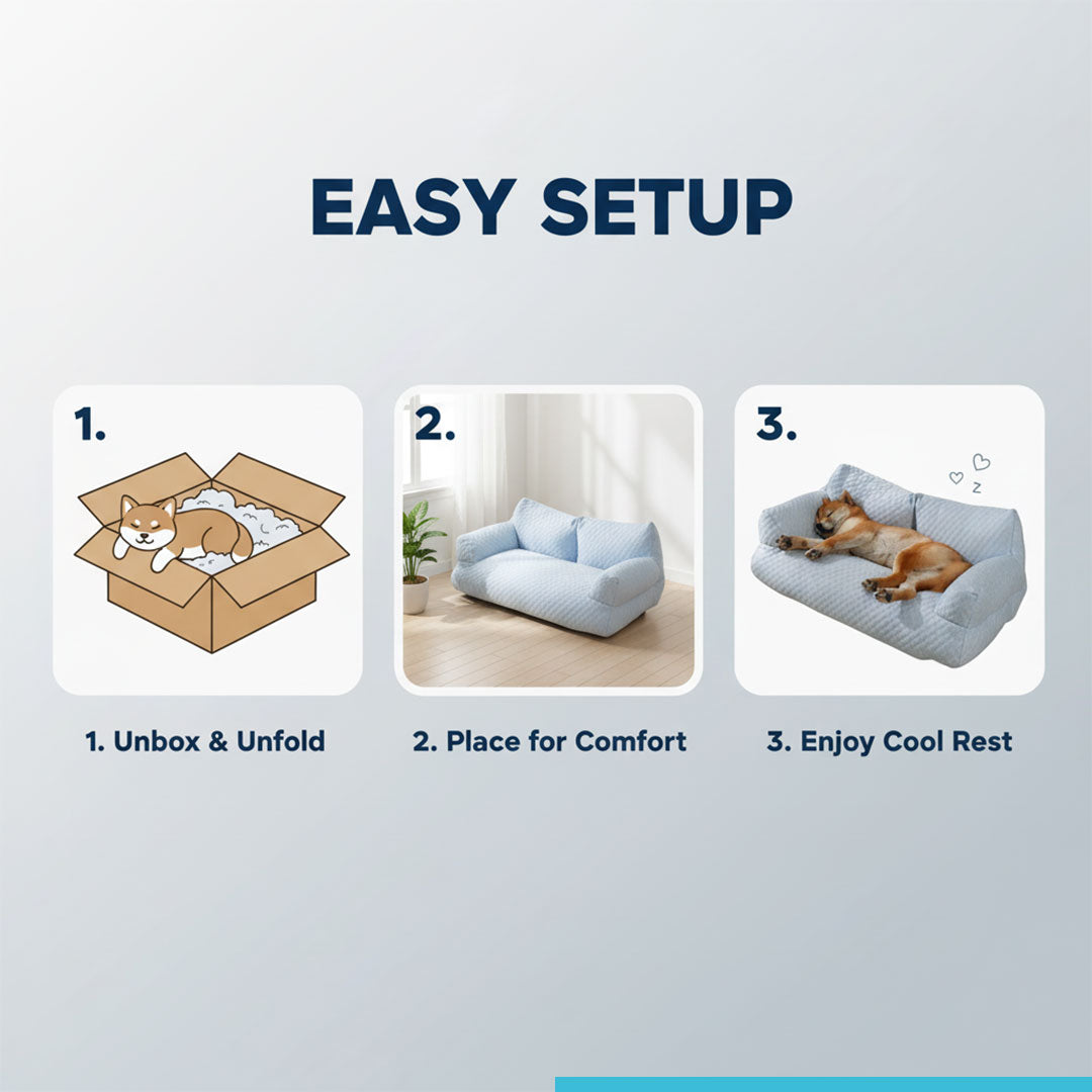 Quilted Fabric Dog Sofa With Supportive Armrests