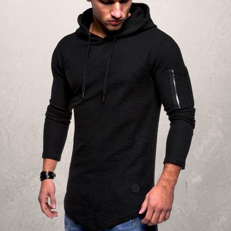 Men's Hoodie - Textured Knit - Slim Fit - Adjustable Hood