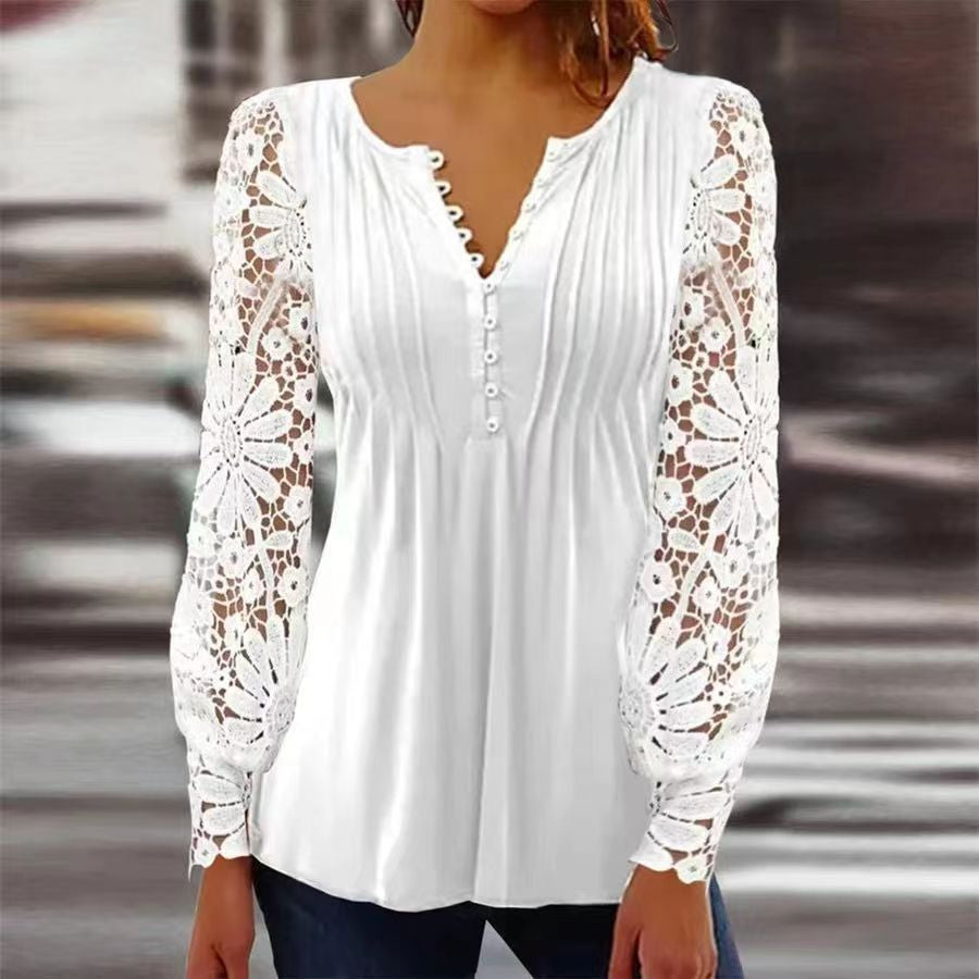 Haut femme – Coupe décontractée – Imprimé fleuri – Manches 3/4 – Tissu respirant