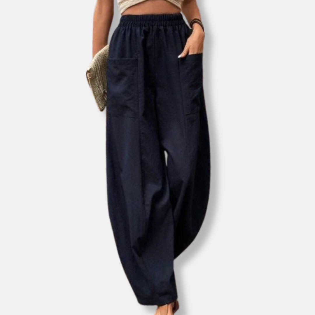 Claire Linen Ankle-Length Harem Pants | Elastic Waist Harem Pants