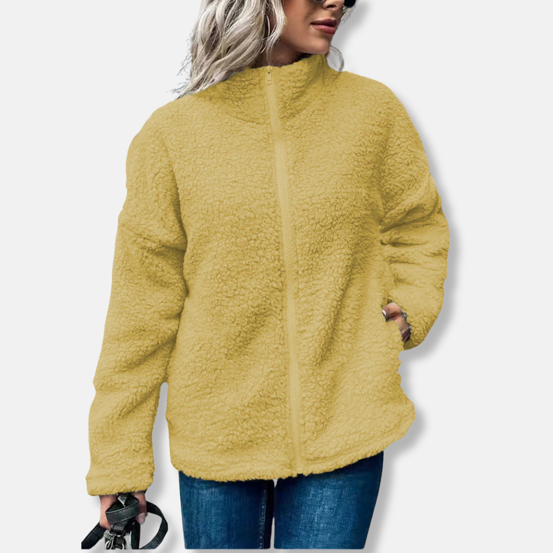 Women's fleece jacket – Oversized cut – Stand-up collar – Full-zip closure