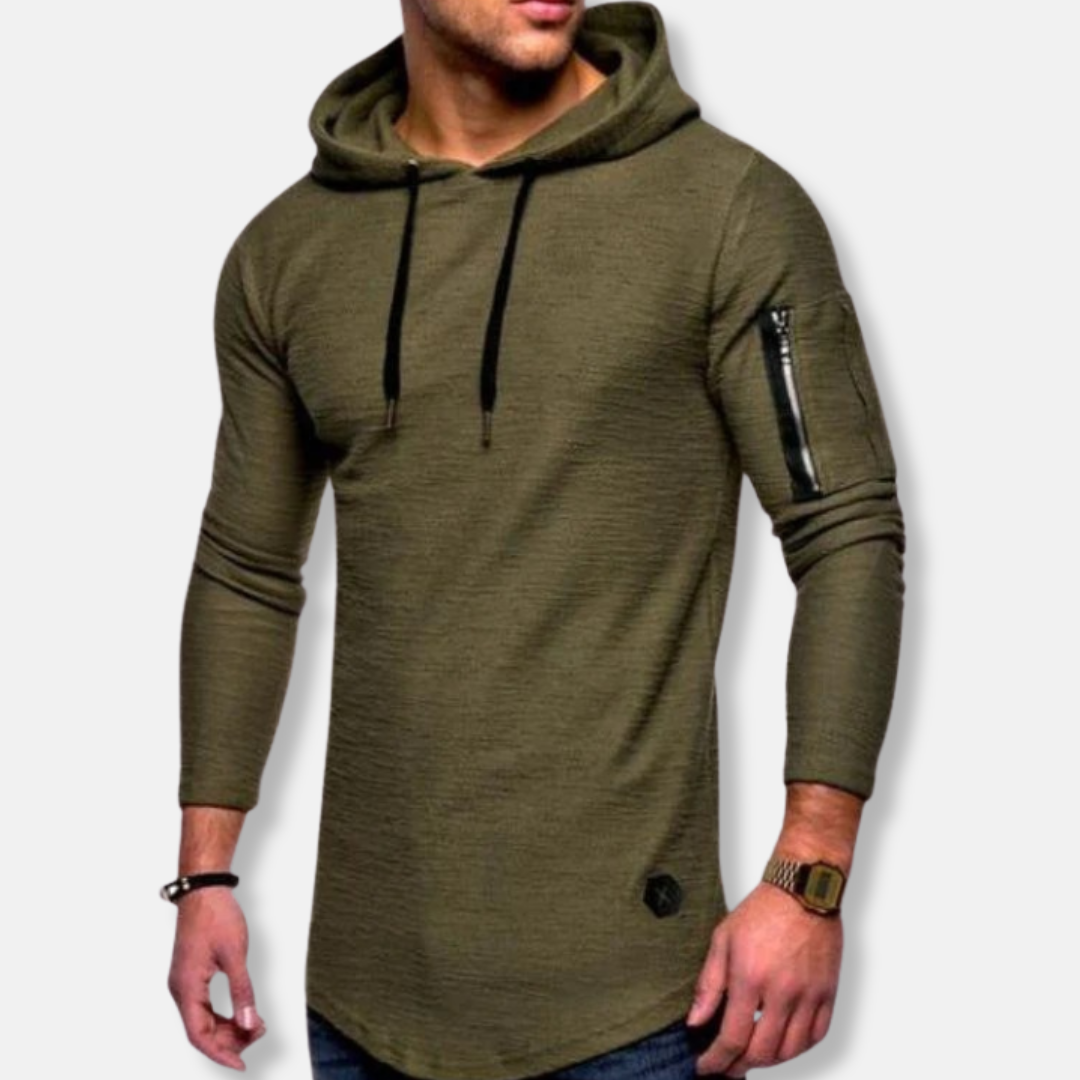 Tommaso Slim Fit Hoodie | Textured, Curved Hem Hoodie
