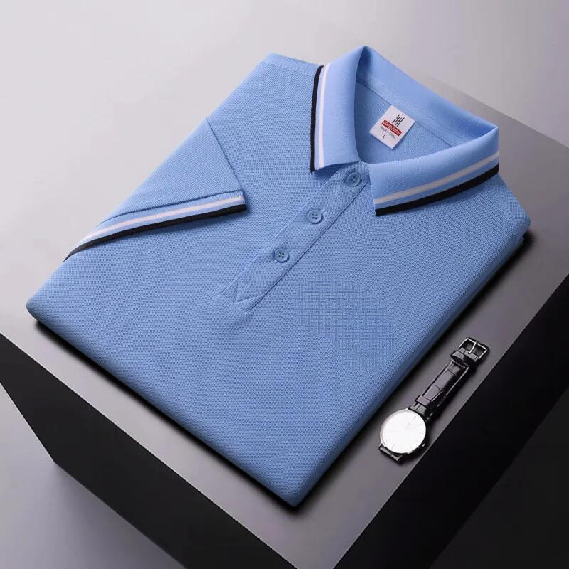 Men's polo – Regular fit – Breathable fabric – Striped collar casual style