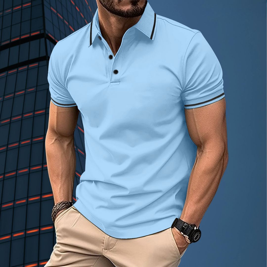 Men's polo – Slim fit – Soft knit – Ribbed collar – Elegant short sleeves