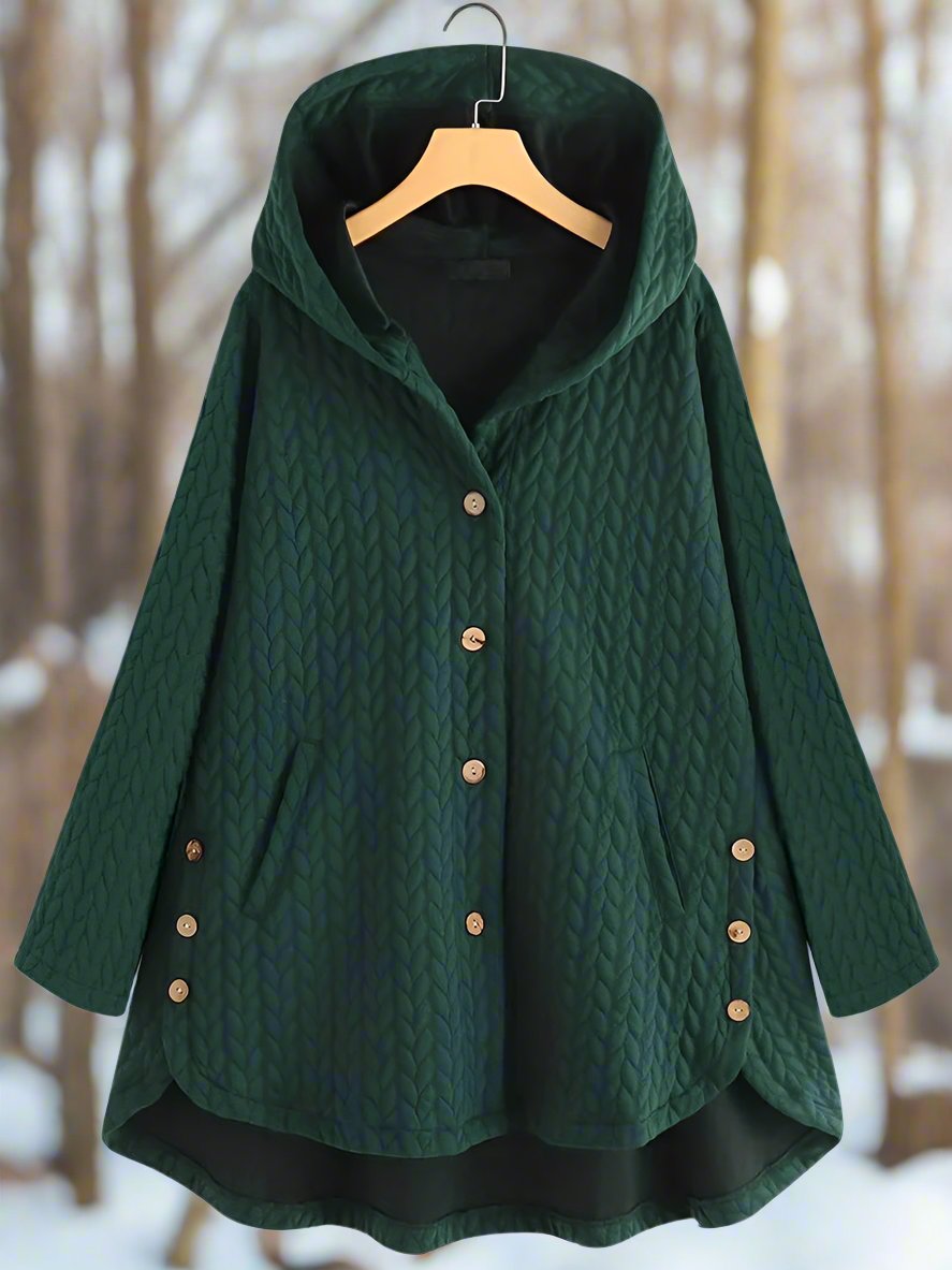 Women's Jacket - Quilted Fabric - Oversize Cut - Hood - Mid-Thigh Length