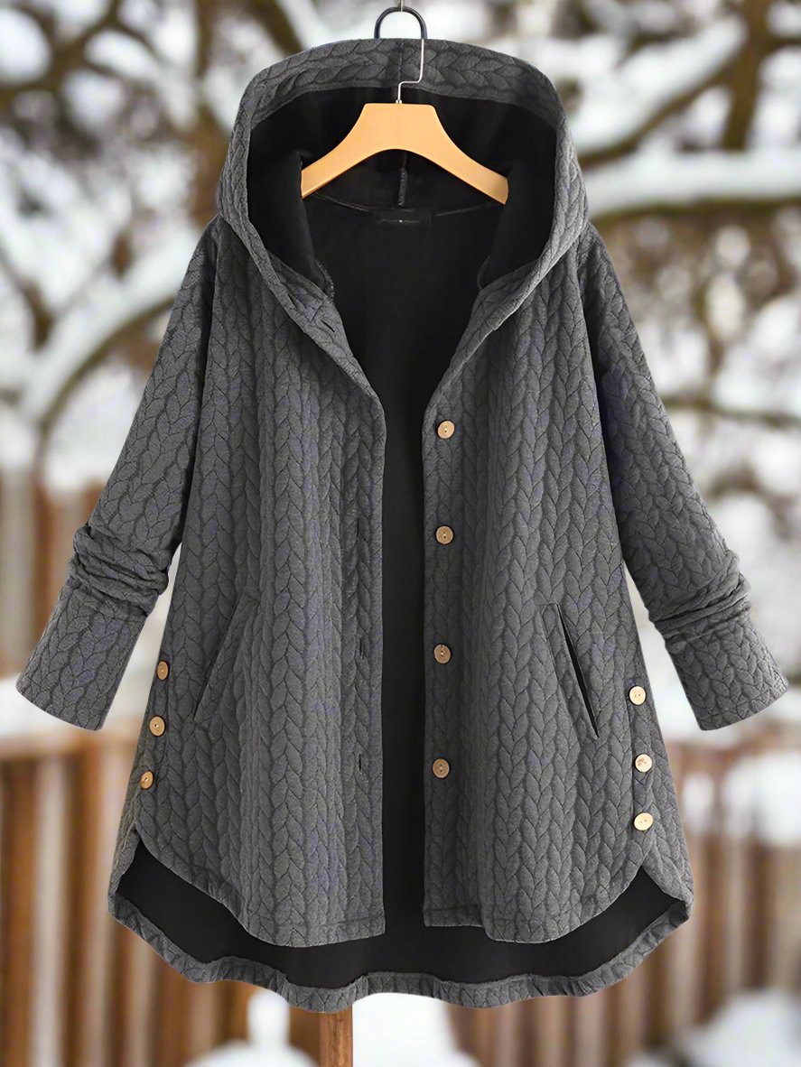 Women's Jacket - Quilted Fabric - Oversize Cut - Hood - Mid-Thigh Length