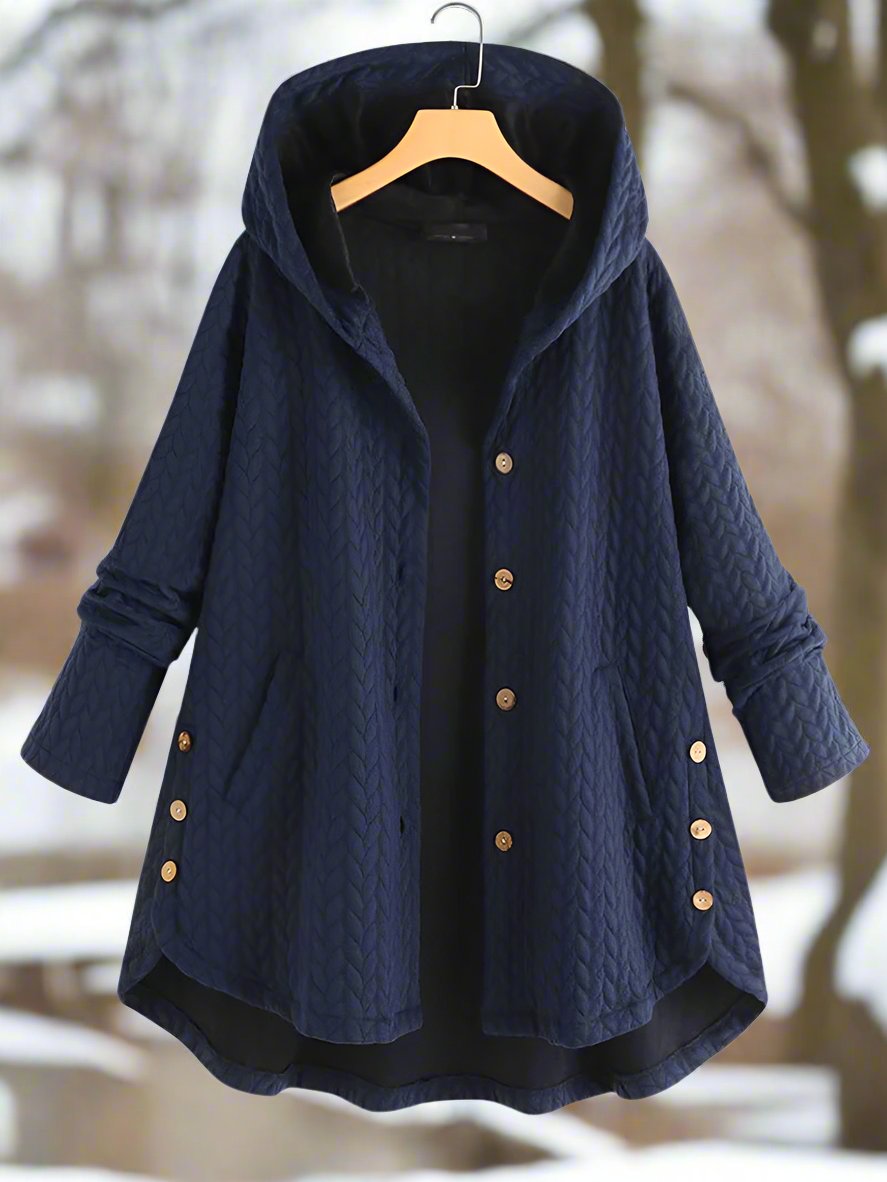 Women's Jacket - Quilted Fabric - Oversize Cut - Hood - Mid-Thigh Length