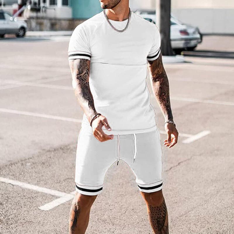 Men's sports set – Slim fit – Breathable stretch fabric – T-shirt and shorts