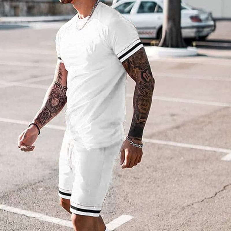 Men's sports set – Slim fit – Breathable stretch fabric – T-shirt and shorts
