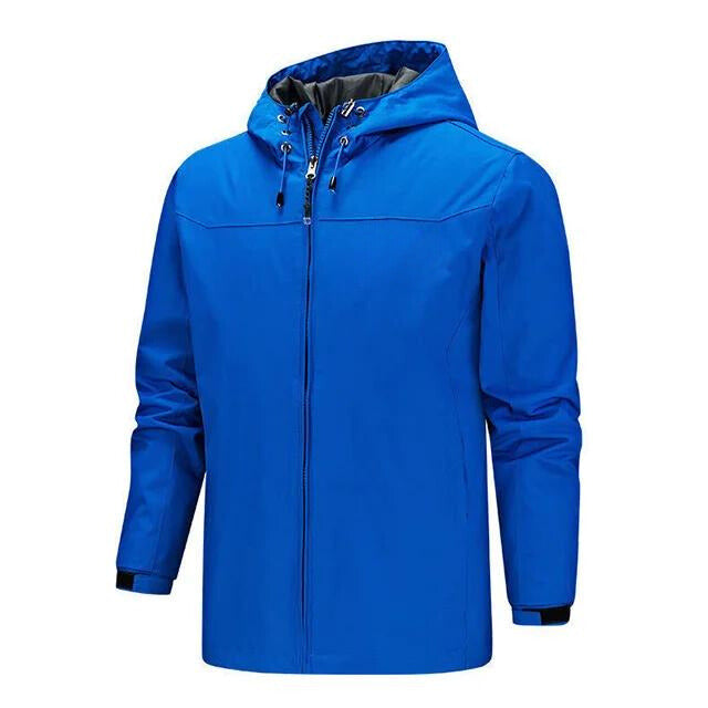 Men's waterproof jacket – Straight cut – Adjustable hood – Zippered closure
