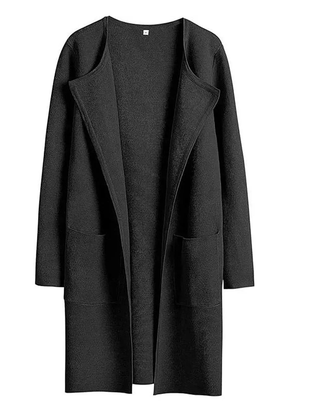 Manteau femme mi-long – Laine mélangée – Coupe droite – Col large – Style épuré