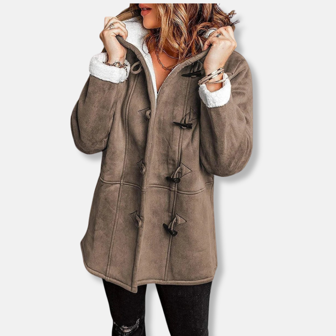 Women's fleece jacket – Relaxed fit – Hood – Toggle buttons – Mid-thigh length