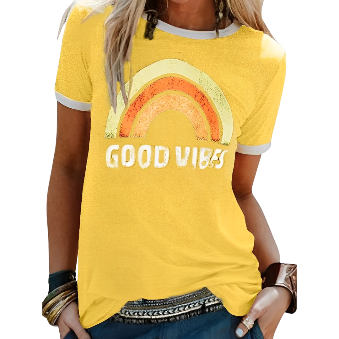 Women's T-shirt – Relaxed fit – Soft knit – Vintage print – Casual style