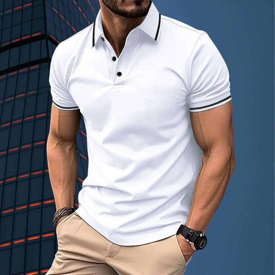 Men's polo – Slim fit – Soft knit – Ribbed collar – Elegant short sleeves