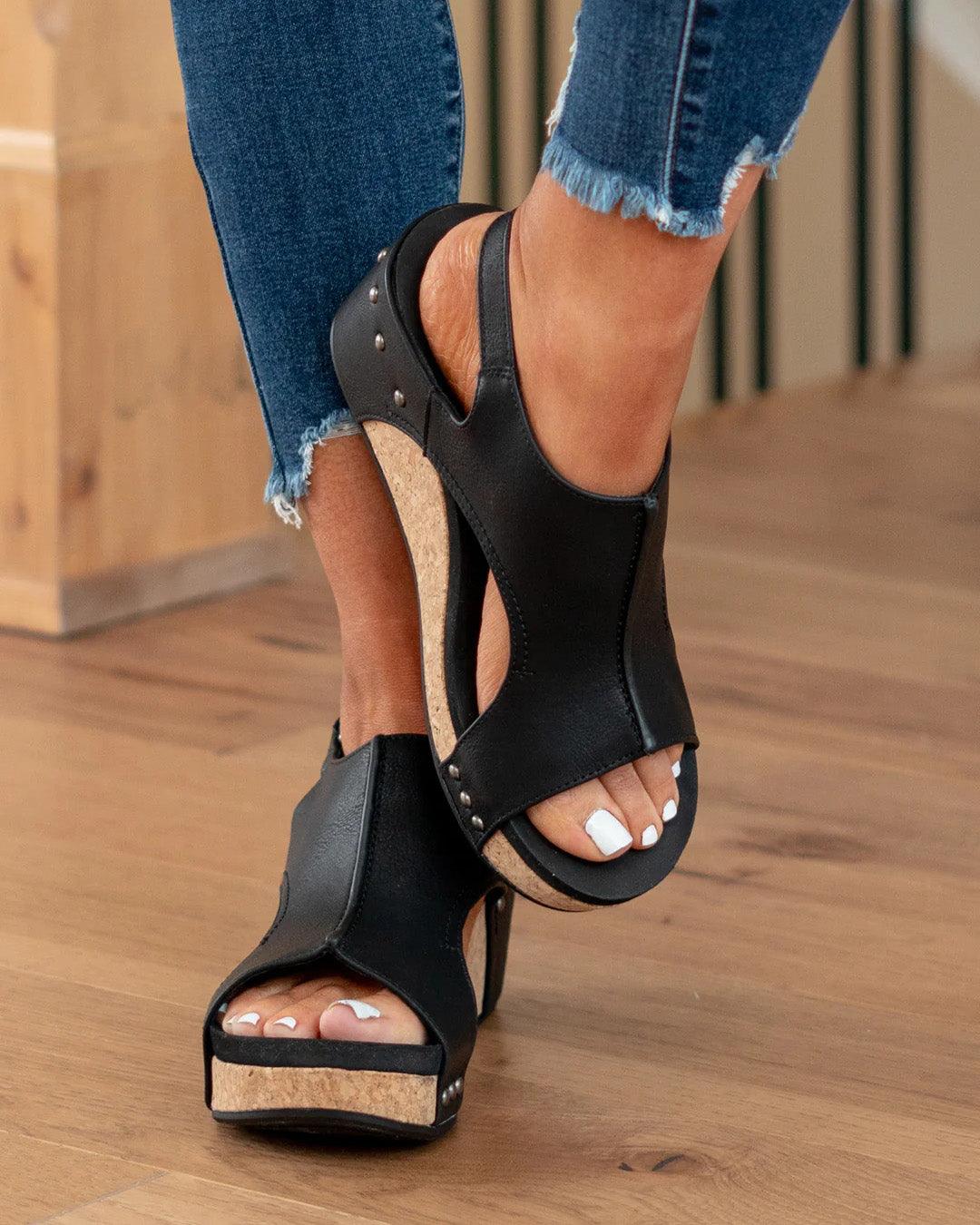Sandals woman – Cork sole – Open toe – Ergonomic support – Cutout detail