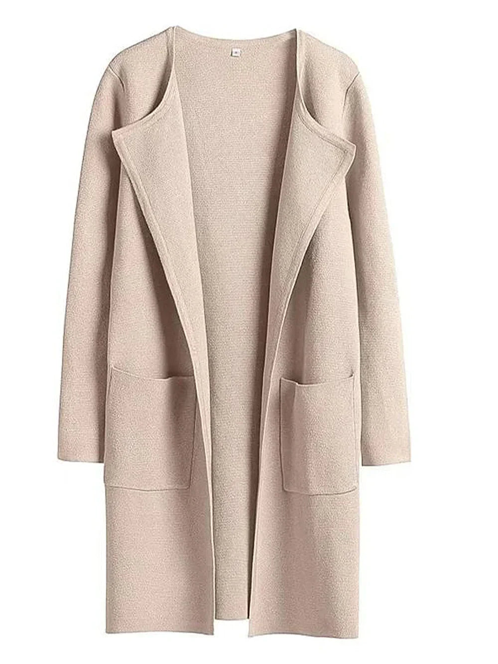 Manteau femme mi-long – Laine mélangée – Coupe droite – Col large – Style épuré