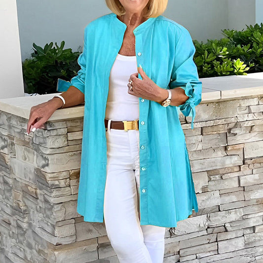 Women's Tunic – Relaxed Fit – Breathable Fabric – Long Sleeves with Ties
