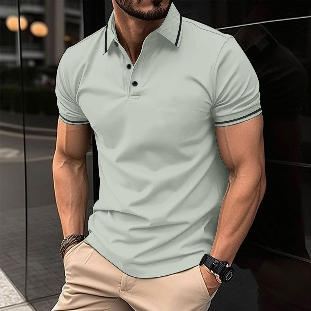Men's polo – Slim fit – Soft knit – Ribbed collar – Elegant short sleeves