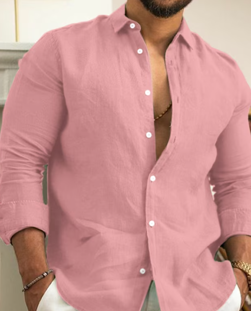 Men's shirt – Slim fit – Natural fibers – Long sleeves – Casual chic style
