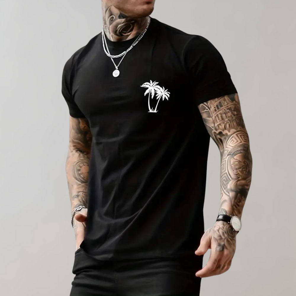 Men's T-shirt – Relaxed fit – Breathable fabric – Subtle palm print