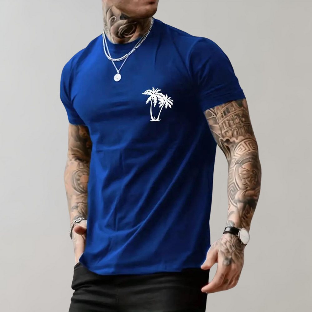 Men's T-shirt – Relaxed fit – Breathable fabric – Subtle palm print