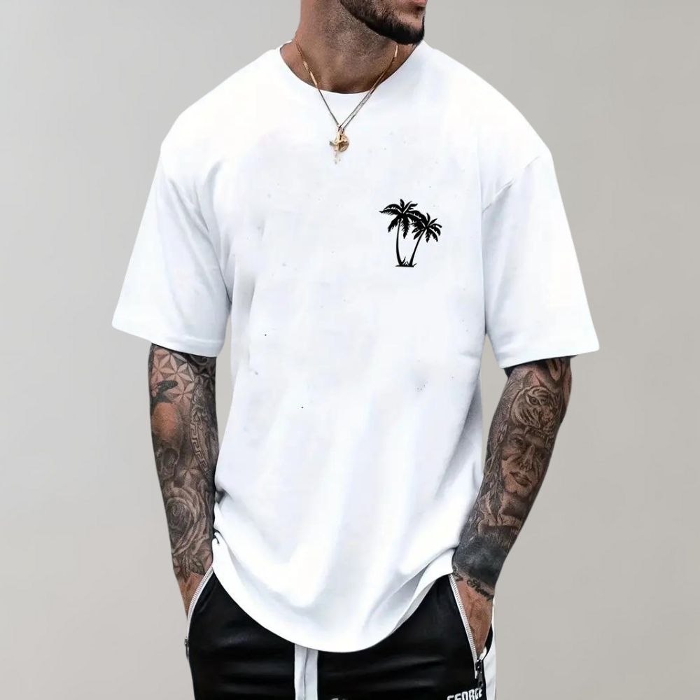 Men's T-shirt – Relaxed fit – Breathable fabric – Subtle palm print