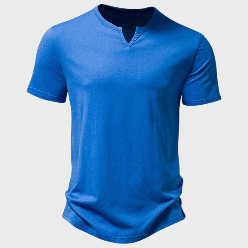 Men's T-shirt – Regular fit – Soft knit – Henley collar – Short sleeves
