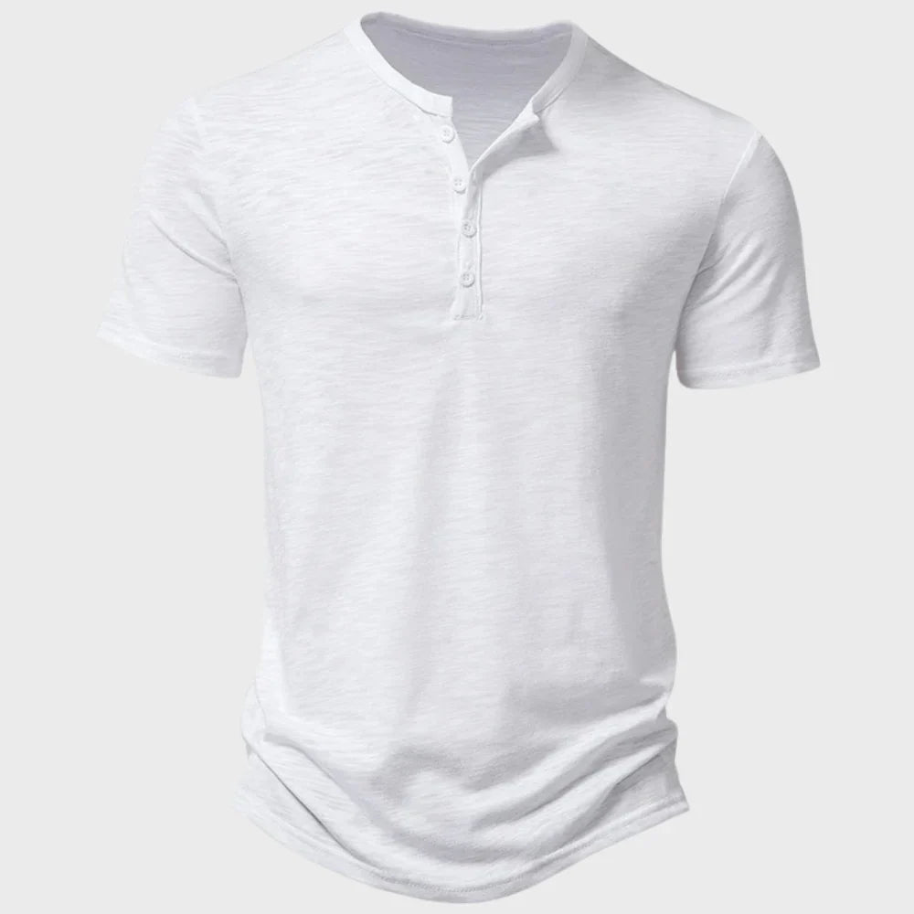 Men's T-shirt – Regular fit – Soft knit – Henley collar – Short sleeves