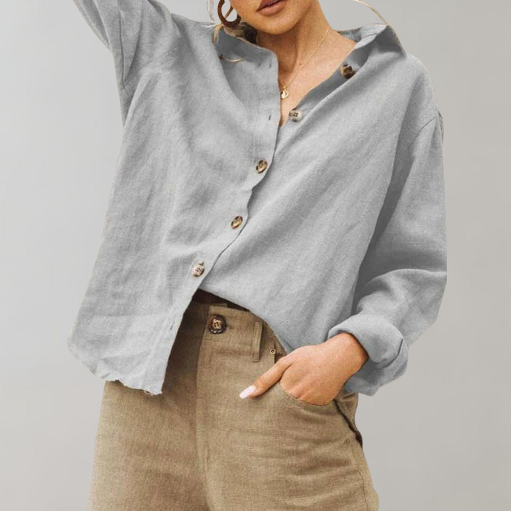 Women's blouse – Relaxed fit – Long sleeves – Breathable fabric – Buttoned