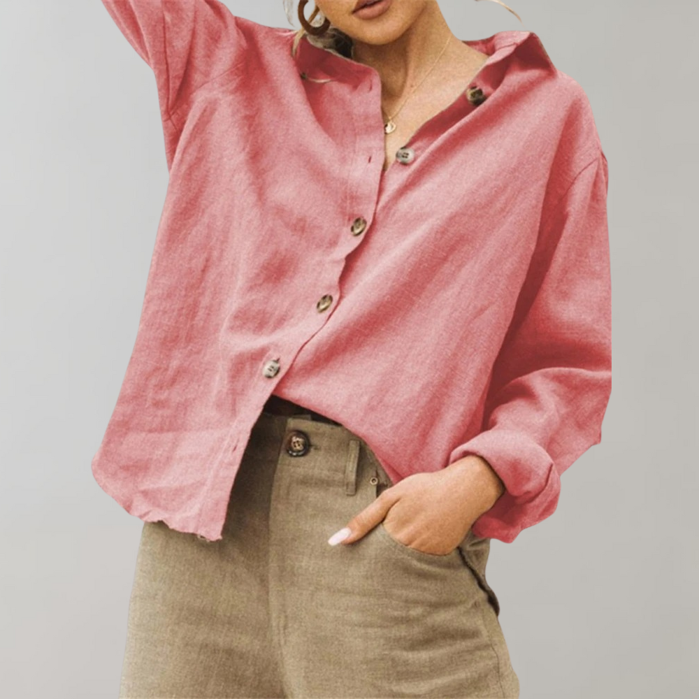 Women's blouse – Relaxed fit – Long sleeves – Breathable fabric – Buttoned