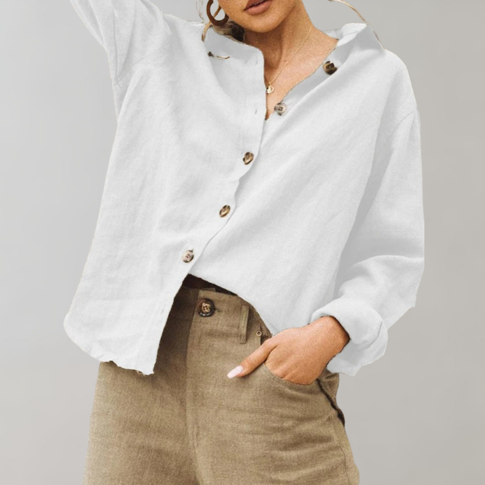 Women's blouse – Relaxed fit – Long sleeves – Breathable fabric – Buttoned