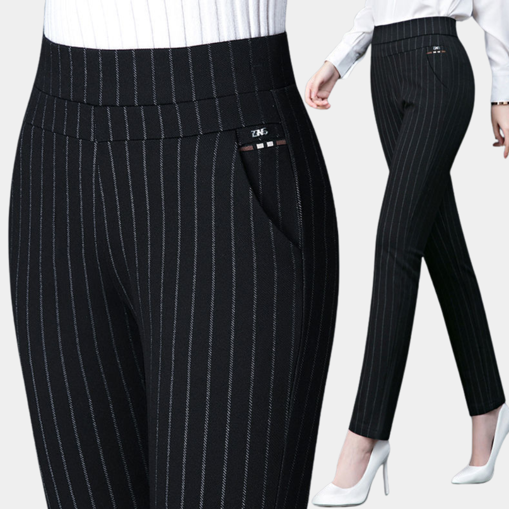 Vittoria Slim Fit Pants | High-Waist, Studded Accents Pants