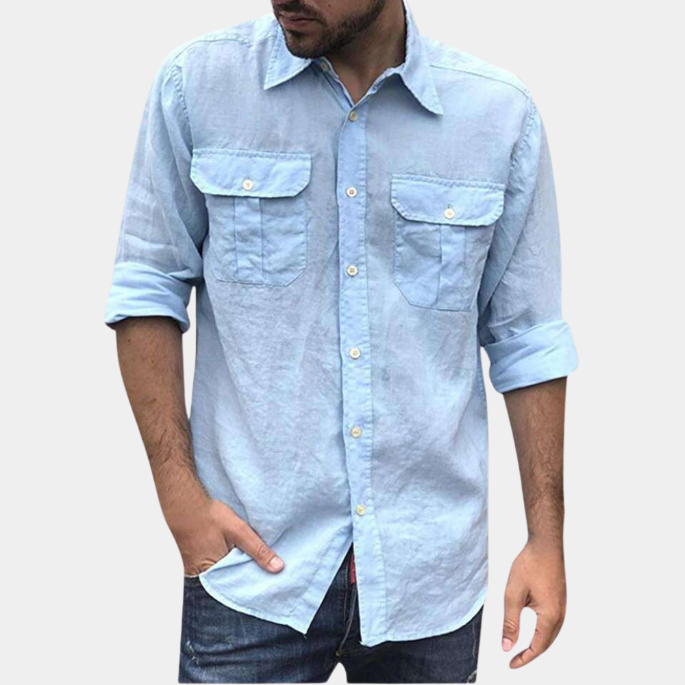 Classic men's shirt – Regular fit – Breathable fabric – Long sleeves – Buttoned pockets