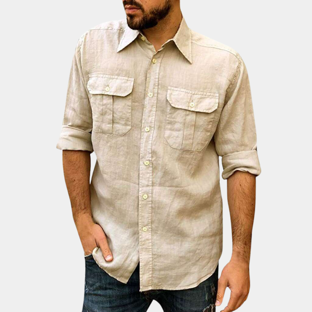 Classic men's shirt – Regular fit – Breathable fabric – Long sleeves – Buttoned pockets