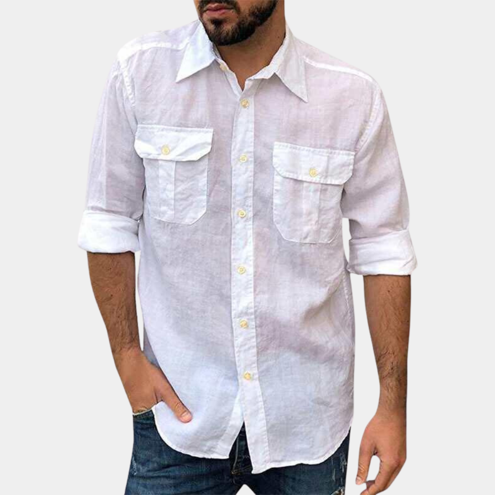 Classic men's shirt – Regular fit – Breathable fabric – Long sleeves – Buttoned pockets