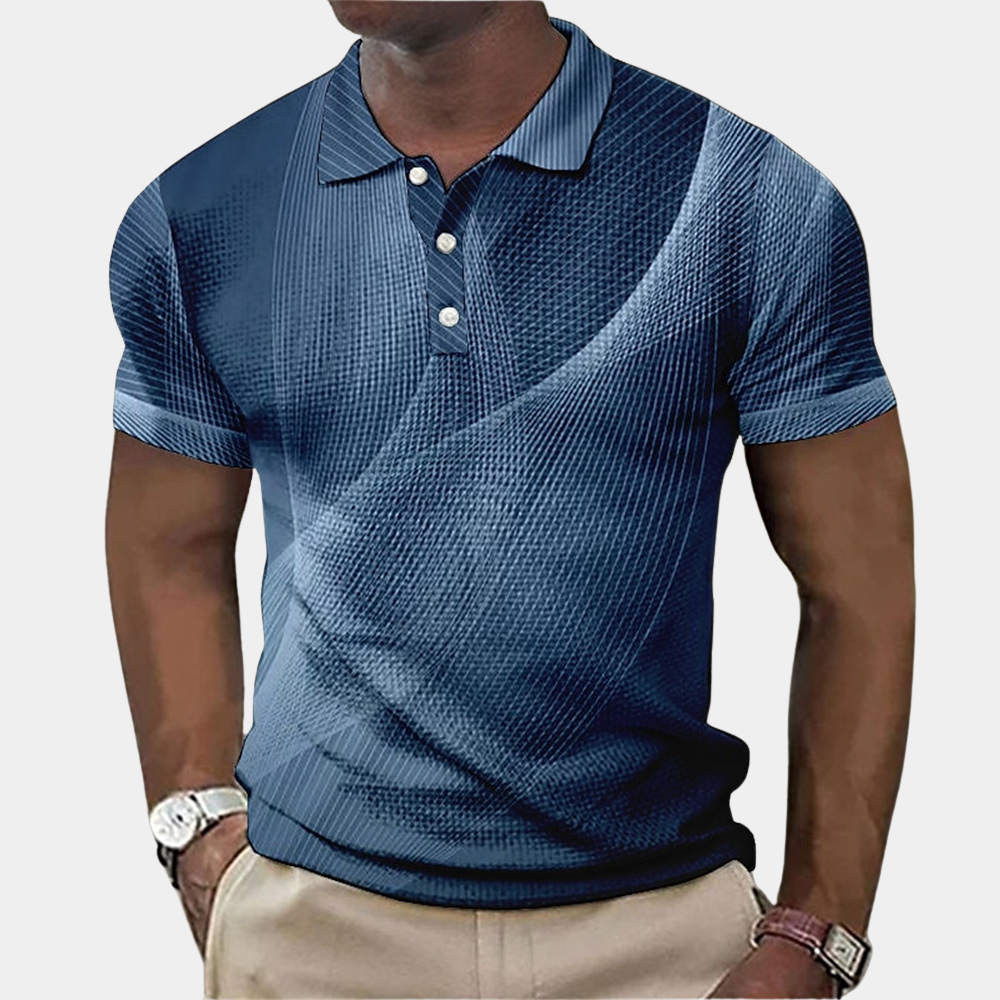 Polo homme – Coupe slim – Maille douce respirante – Imprimé géométrique moderne