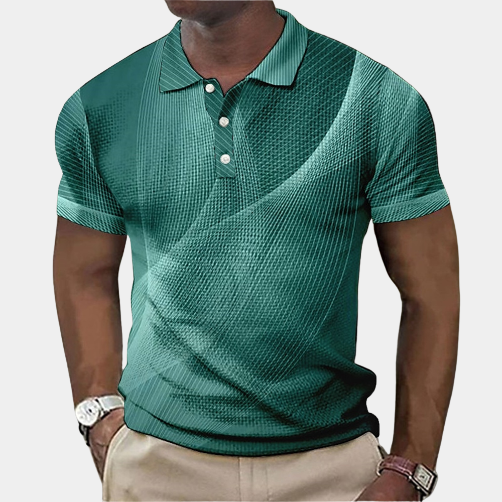 Polo homme – Coupe slim – Maille douce respirante – Imprimé géométrique moderne