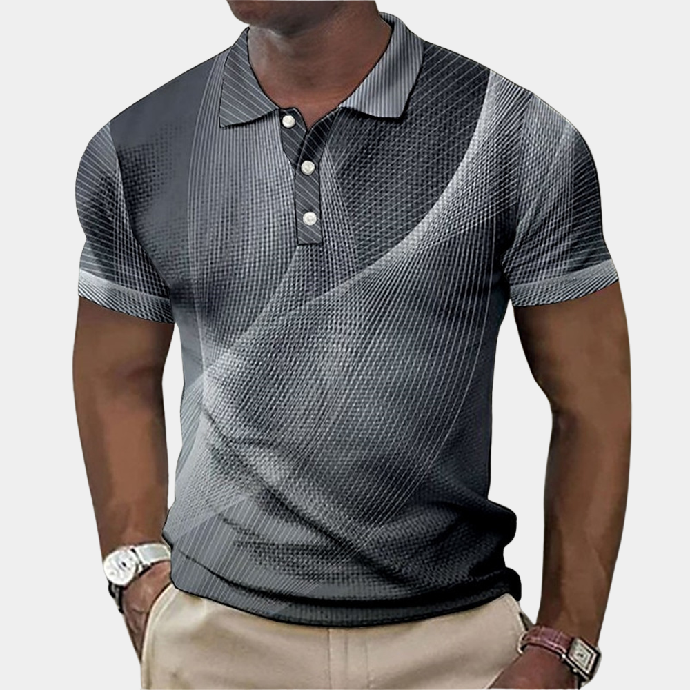 Polo homme – Coupe slim – Maille douce respirante – Imprimé géométrique moderne