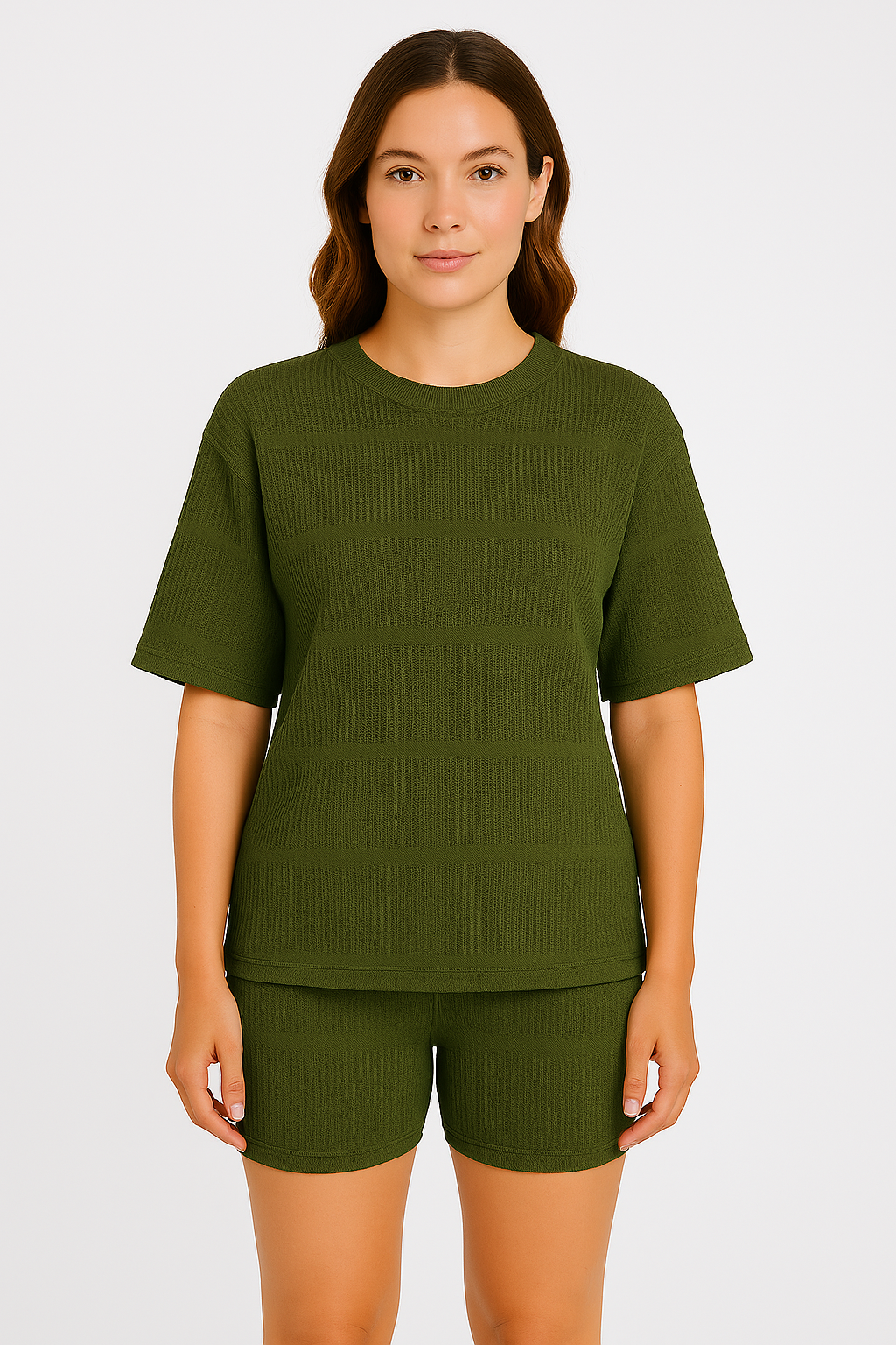 Women's Set – Loose-Fit Top and Fitted Shorts – Soft Breathable Knit